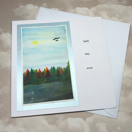 Handpainted forest watercolour greeting card