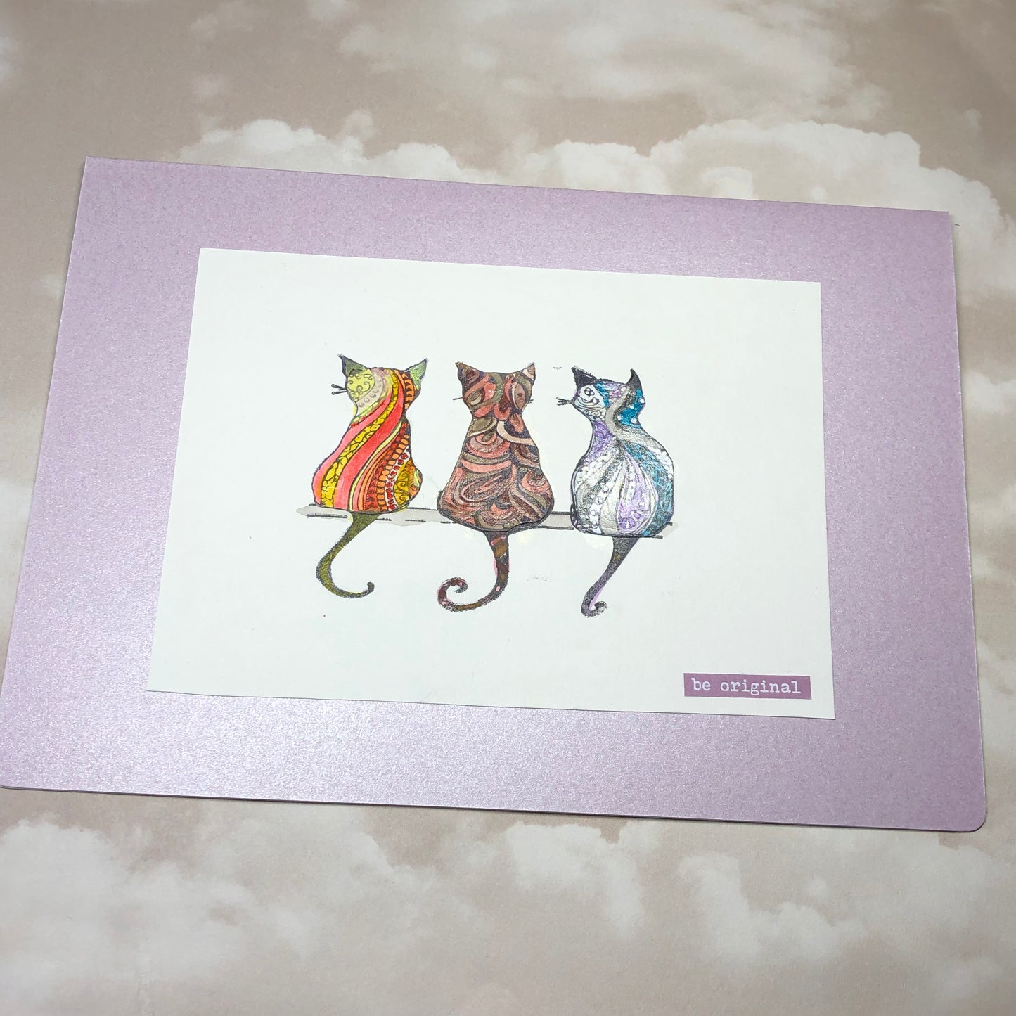 Cat painted watercolour greeting card