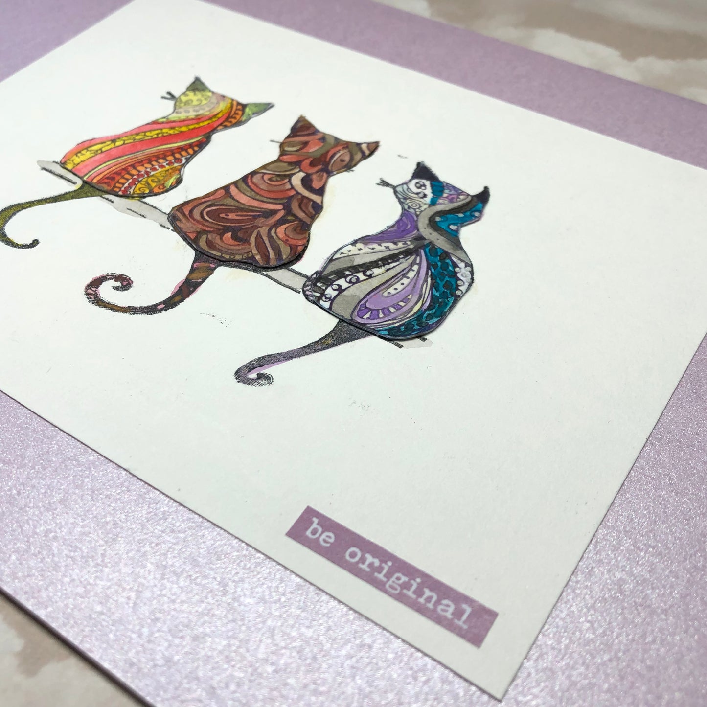 Cat painted watercolour greeting card