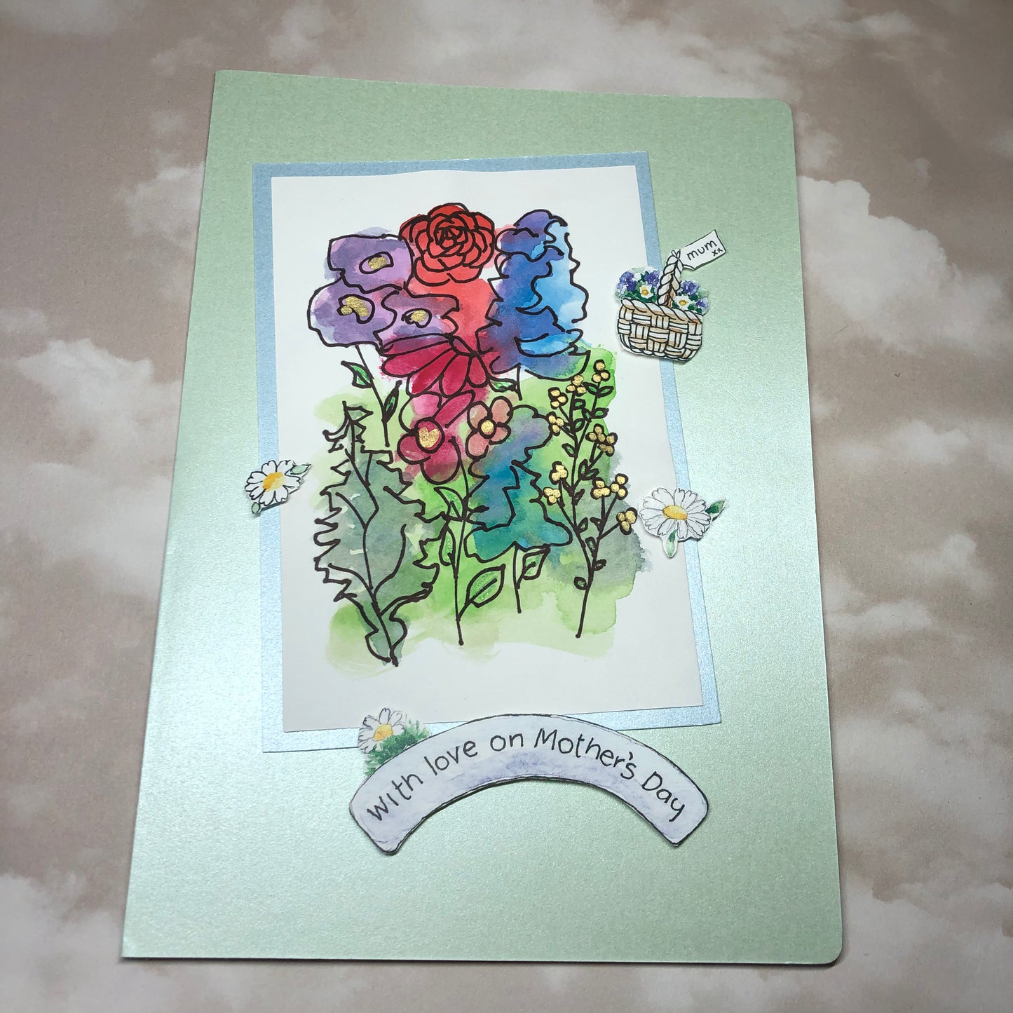 Flowery Mother’s Day watercolour birthday card