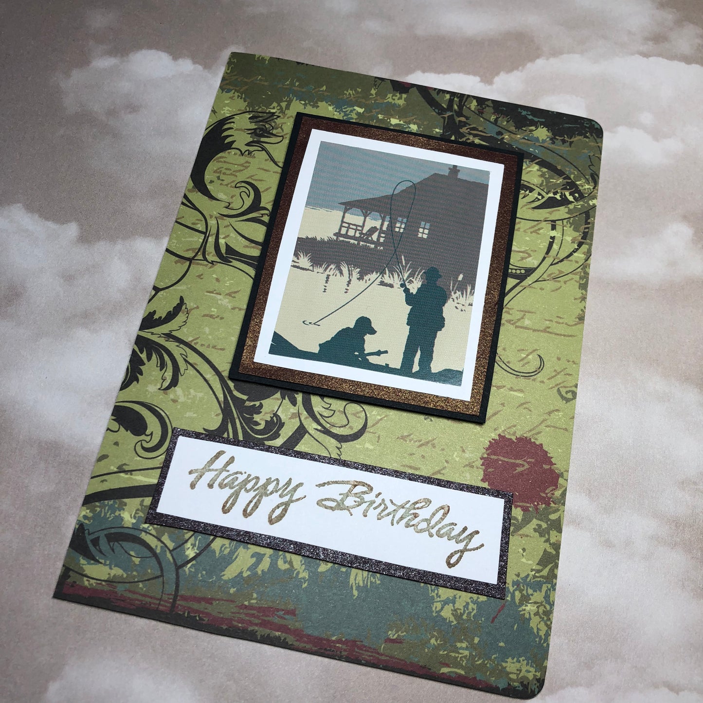 Fishing birthday stamped greeting card