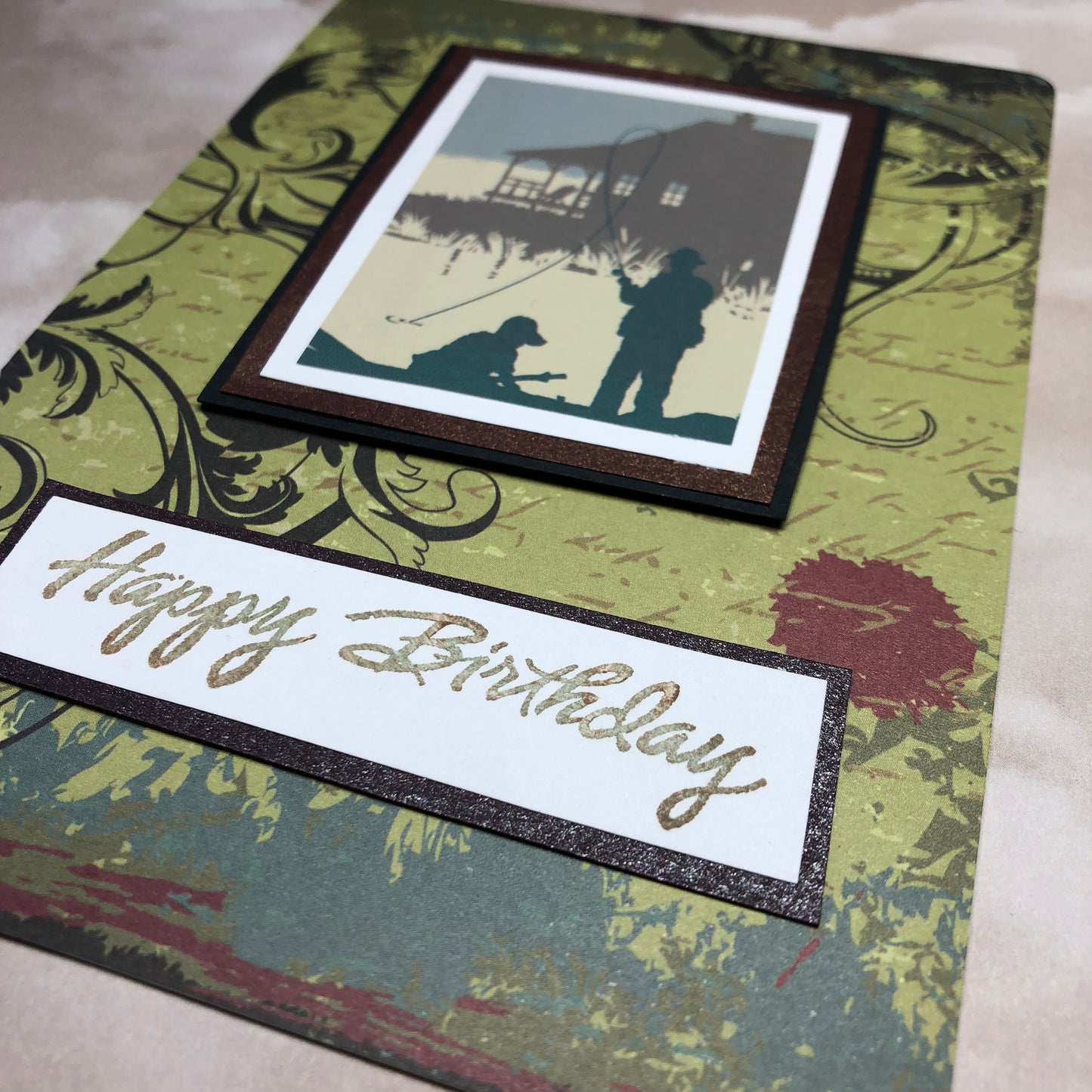 Fishing birthday stamped greeting card