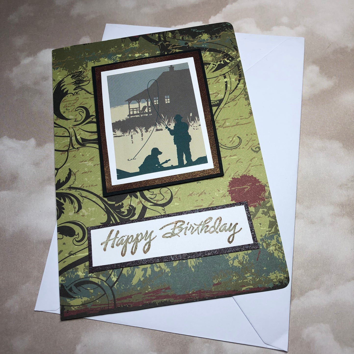 Fishing birthday stamped greeting card