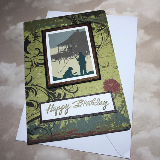 Fishing birthday stamped greeting card