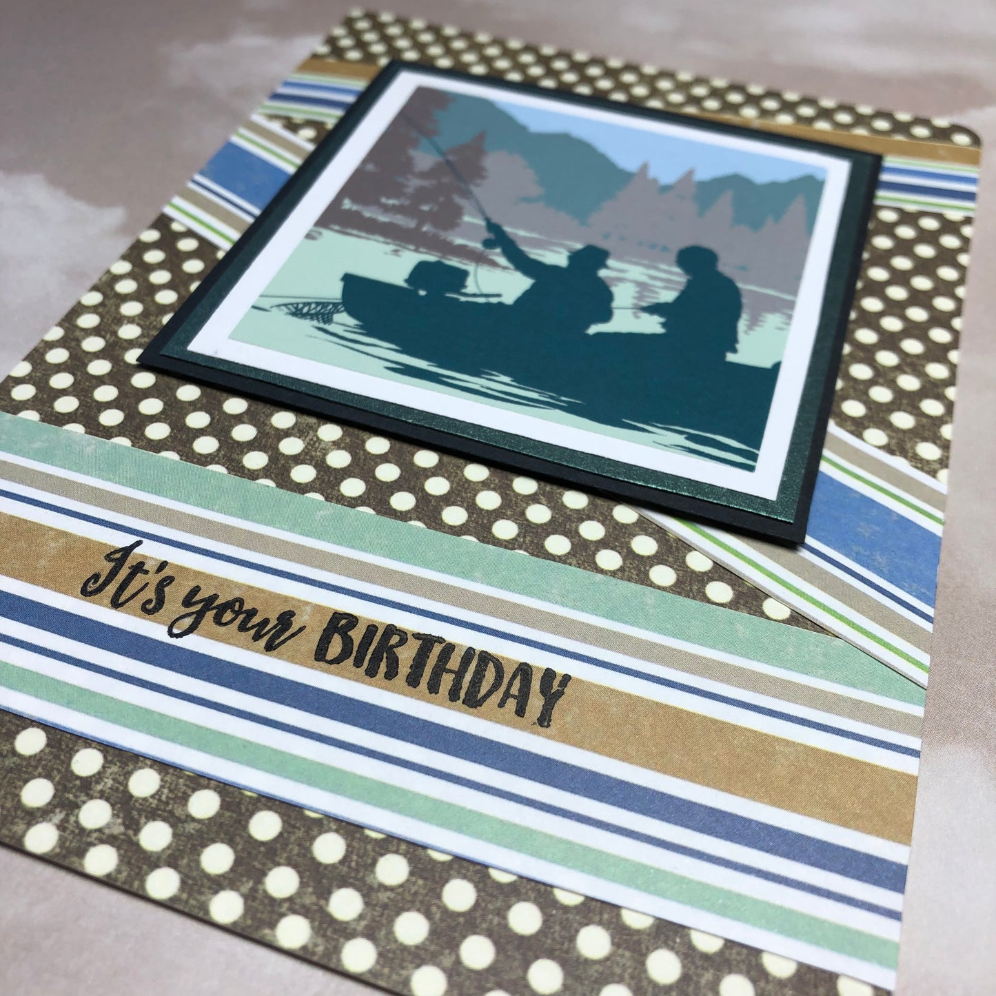 Fisherman birthday stamped greeting card