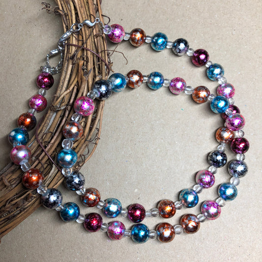 Vibrant metallic beaded necklace