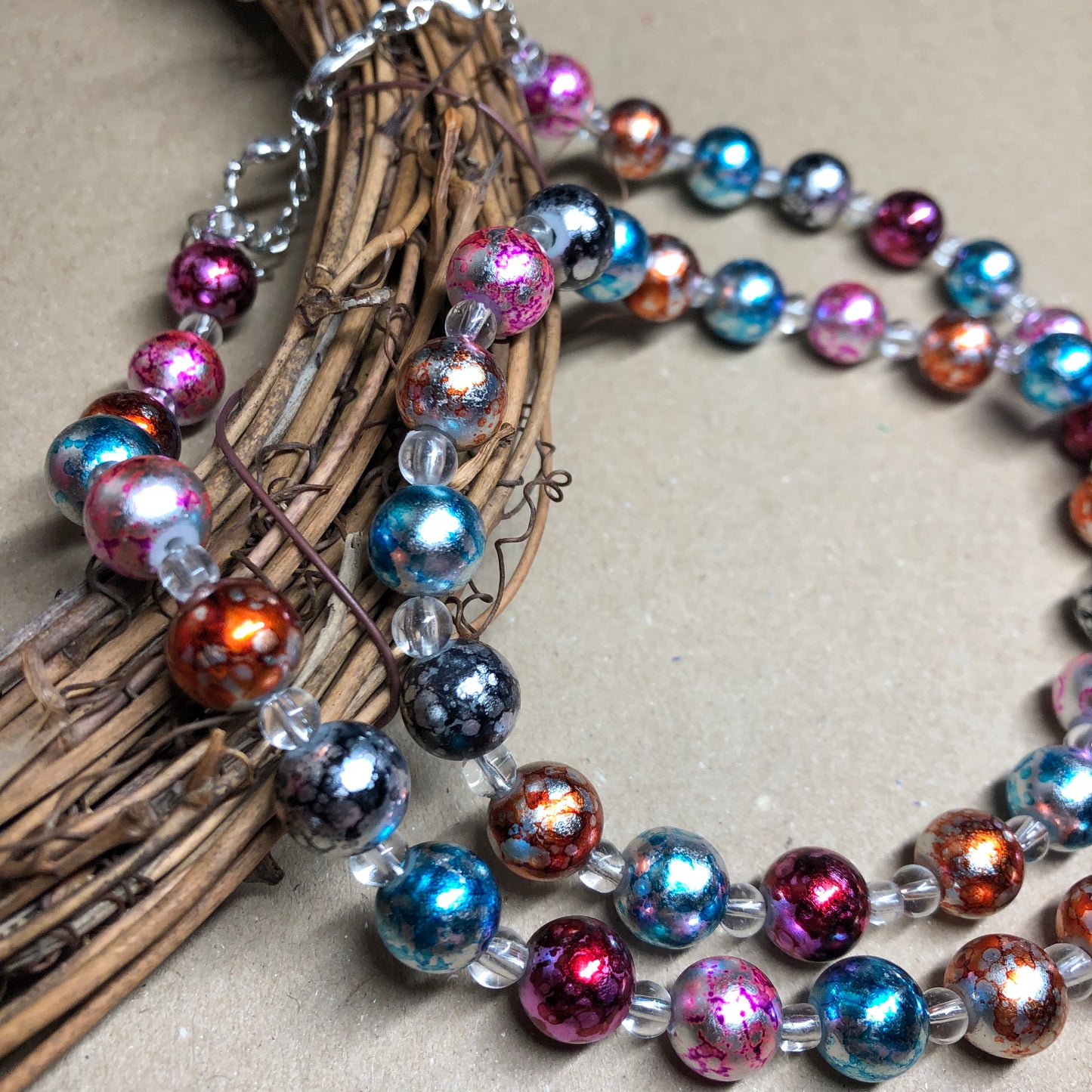 Vibrant metallic beaded necklace