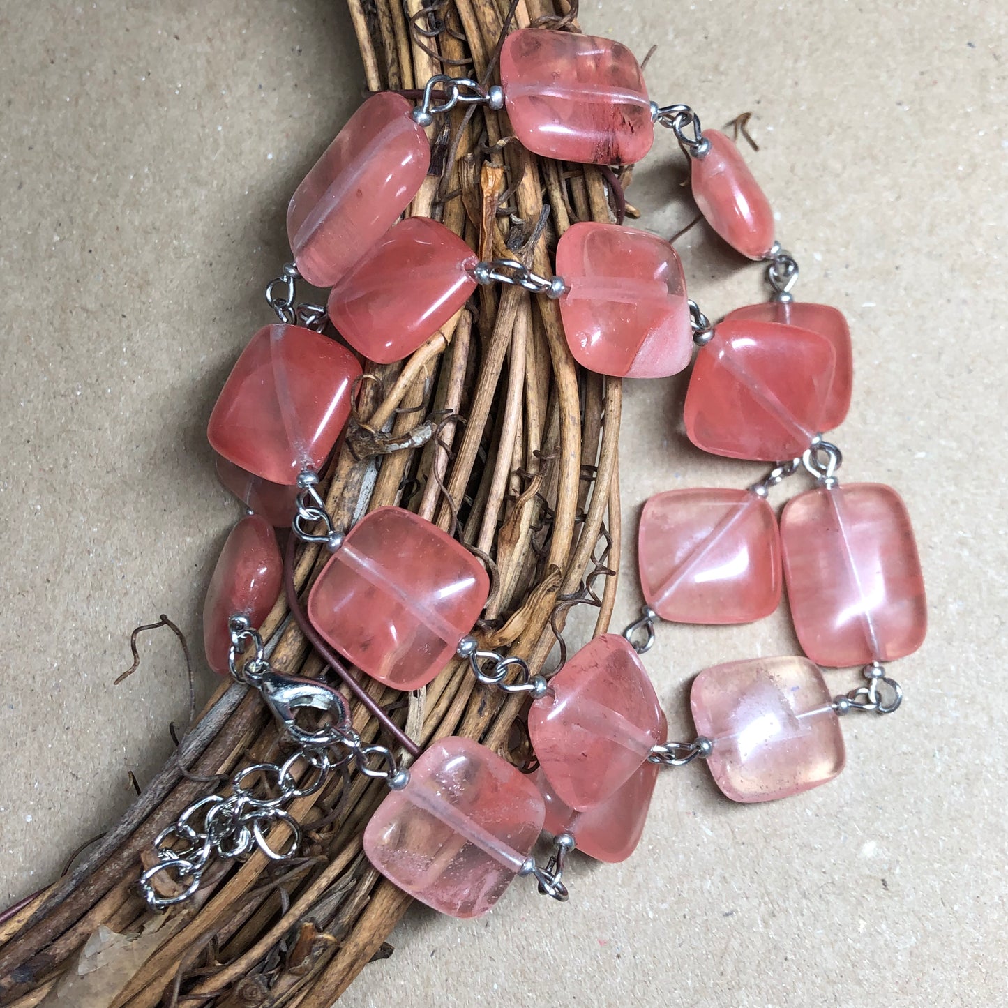 Cherry Quartz glass choker necklace