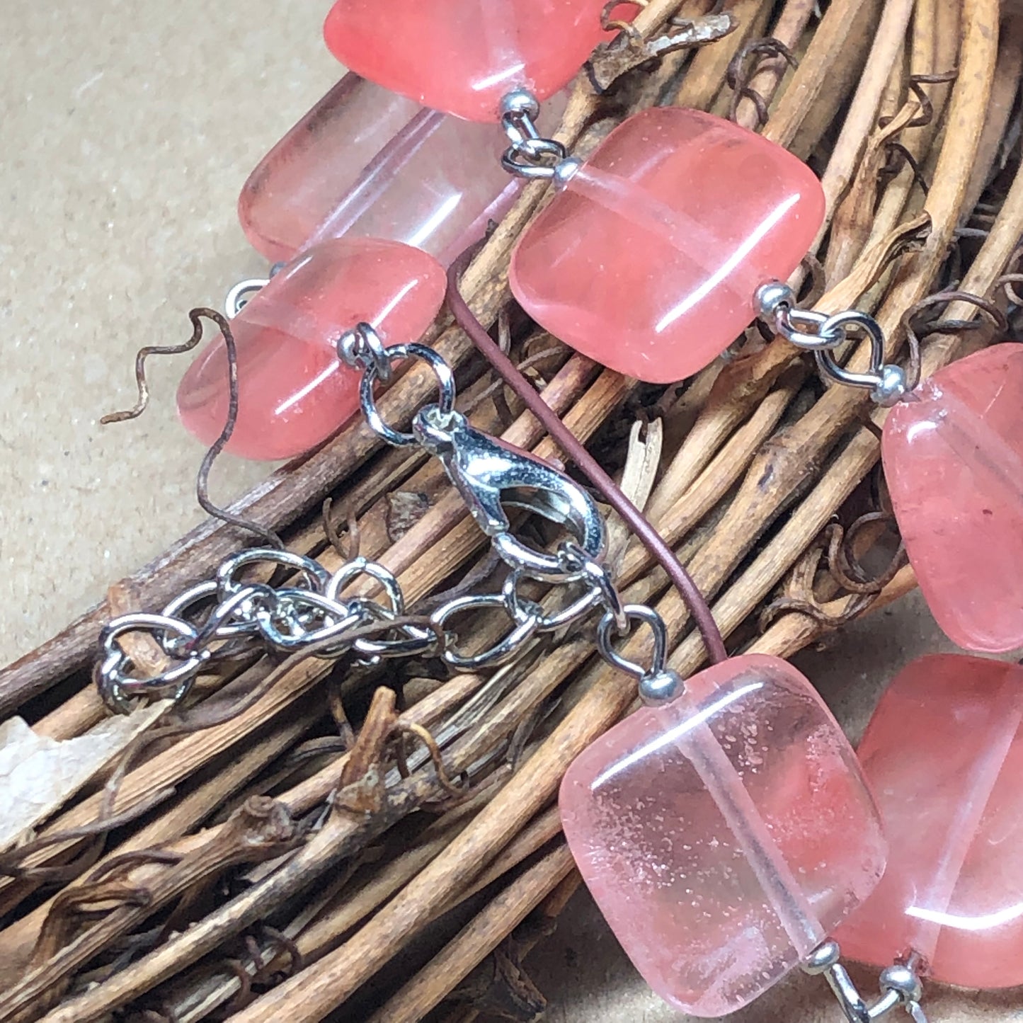 Cherry Quartz glass choker necklace