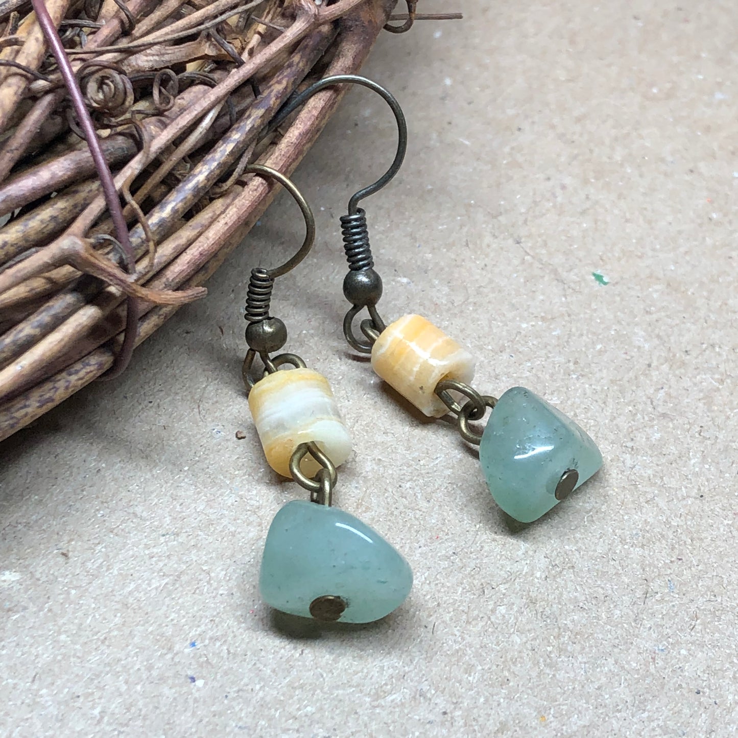 Amazonite and Crazy Lace Agate earrings