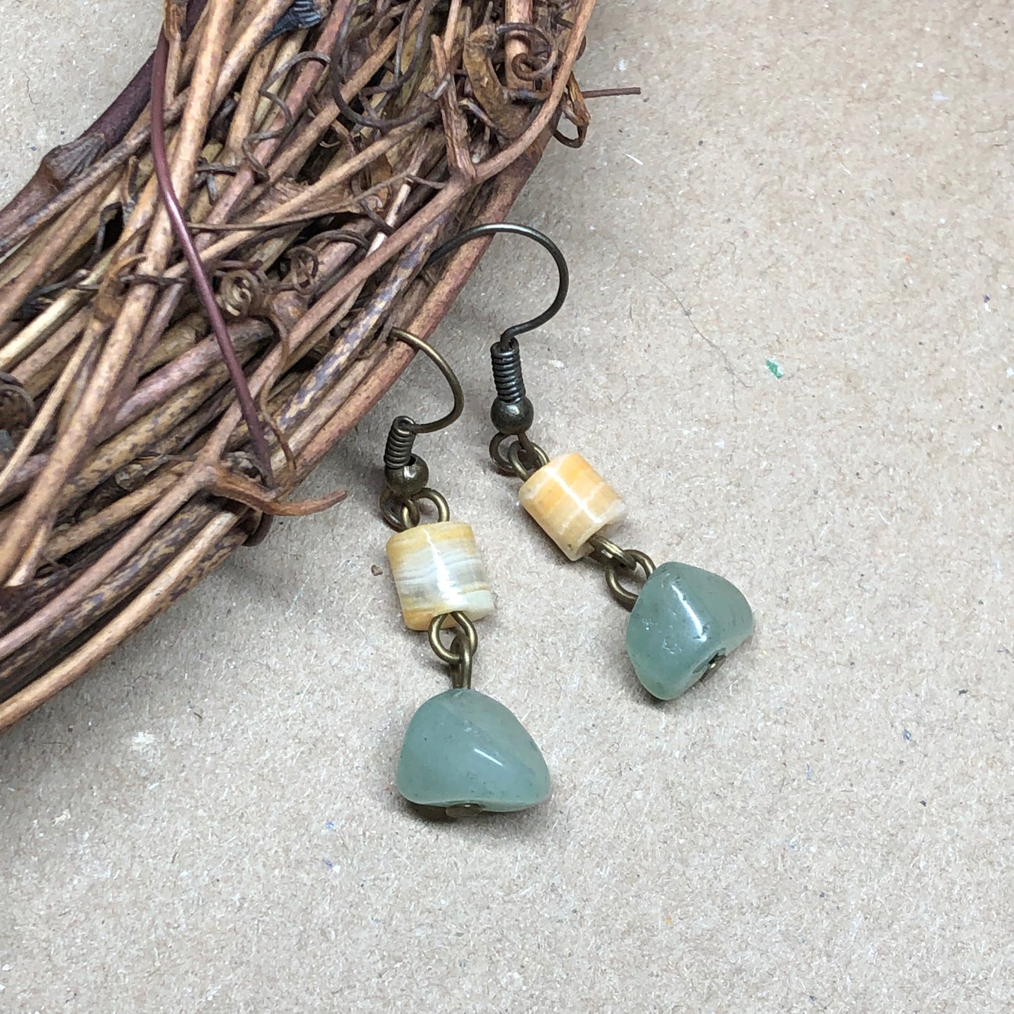 Amazonite and Crazy Lace Agate earrings