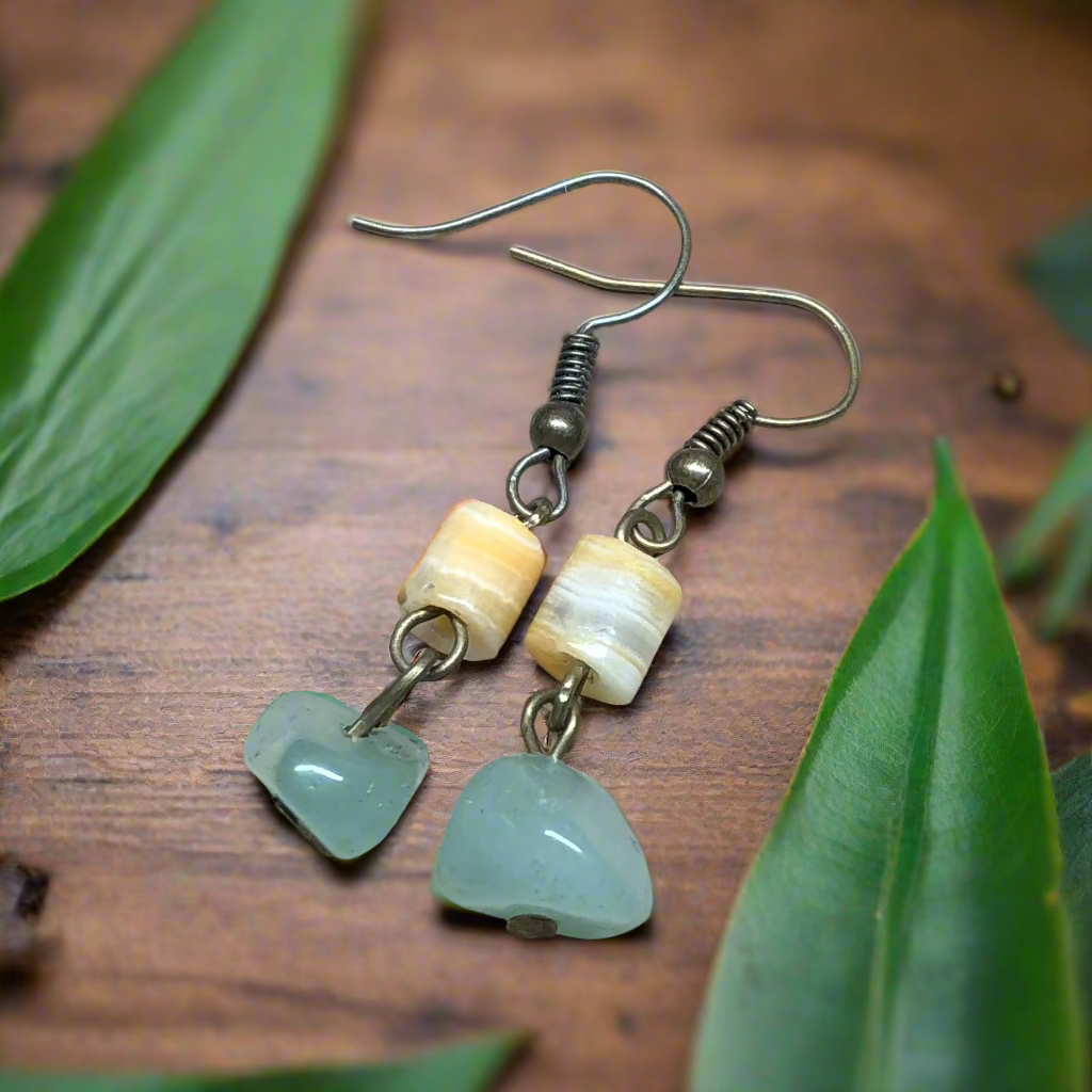 Amazonite and Crazy Lace Agate earrings