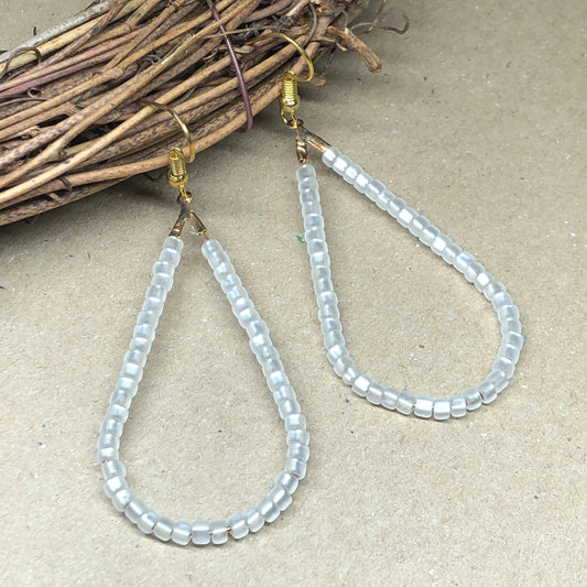 Snowdrop teardrop hoop earrings