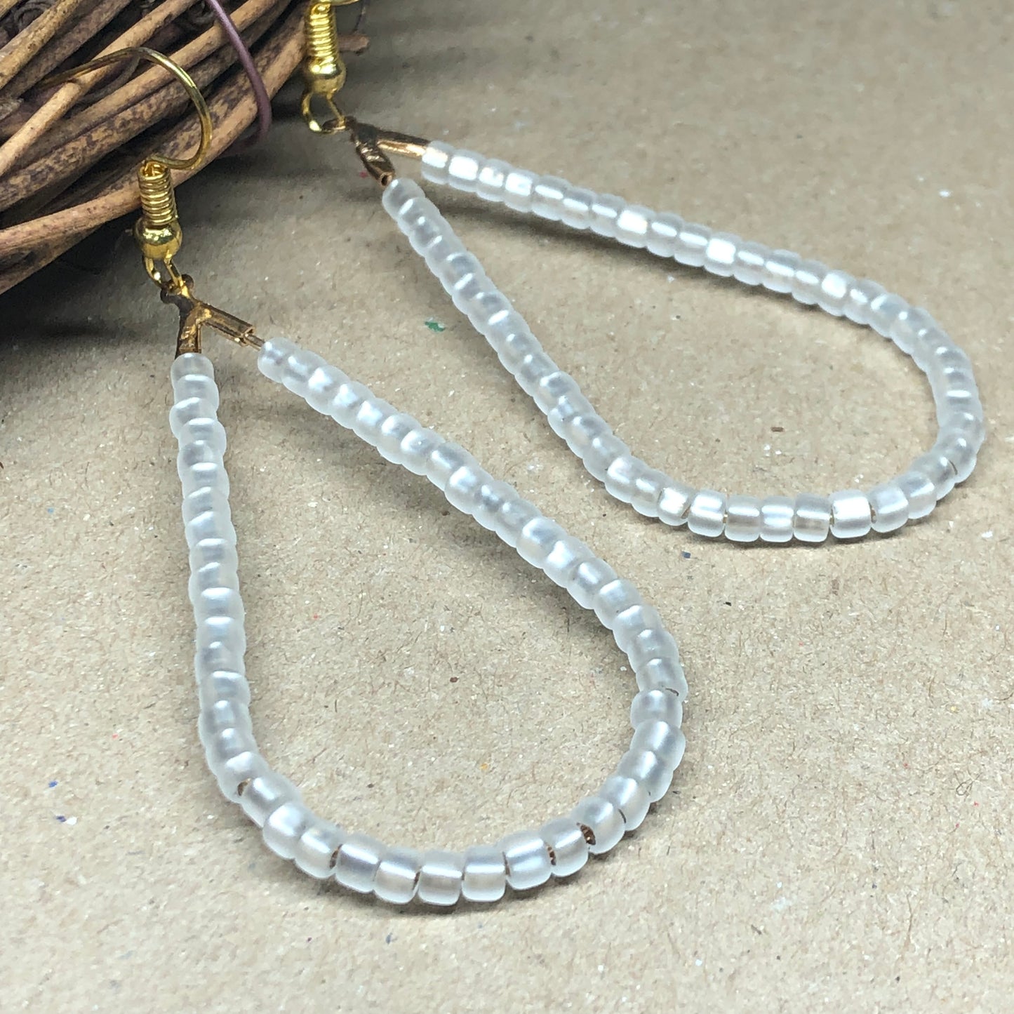 Snowdrop teardrop hoop earrings