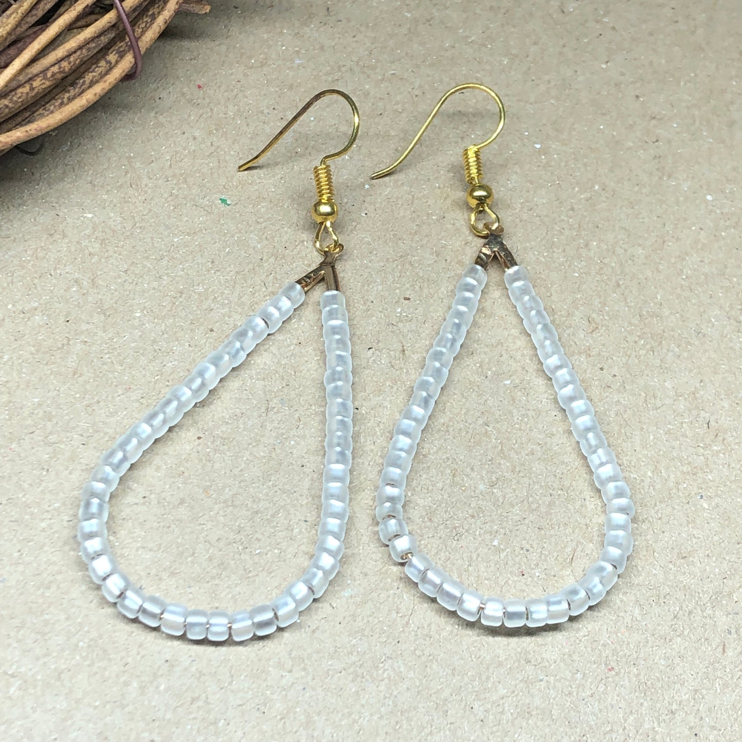 Snowdrop teardrop hoop earrings