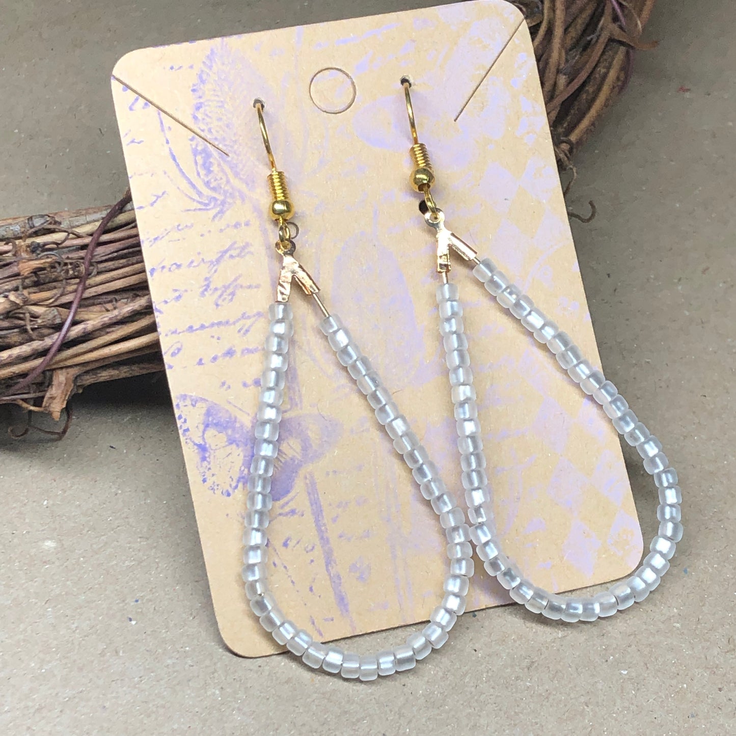 Snowdrop teardrop hoop earrings