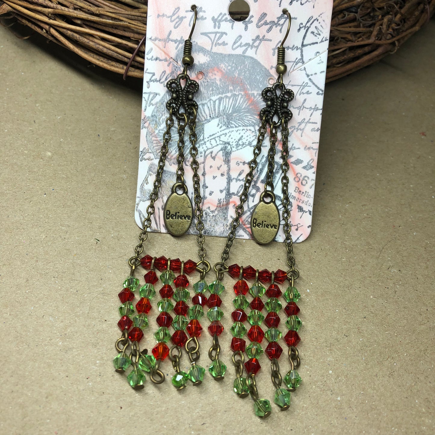 Very long crystal Believe earrings