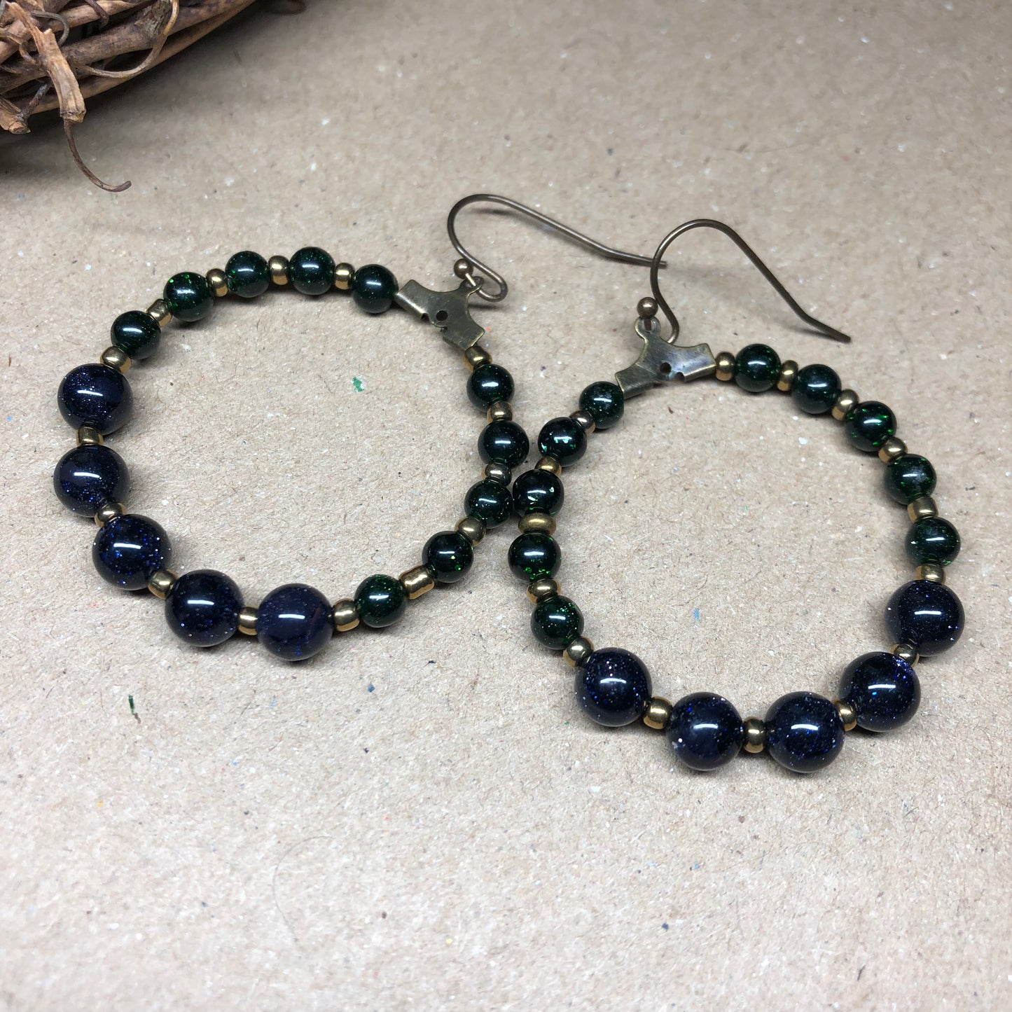 Navy Goldstone hoop earrings