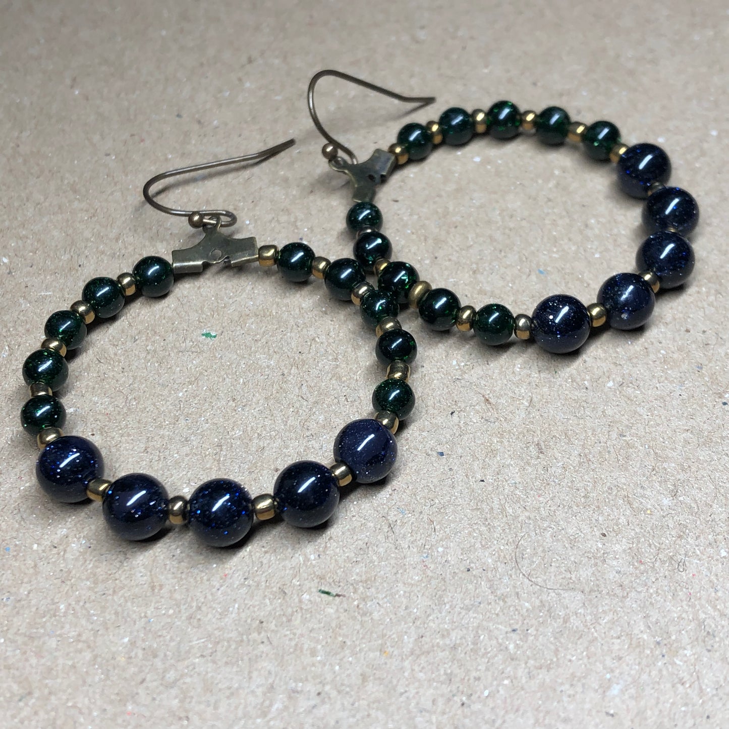 Navy Goldstone hoop earrings