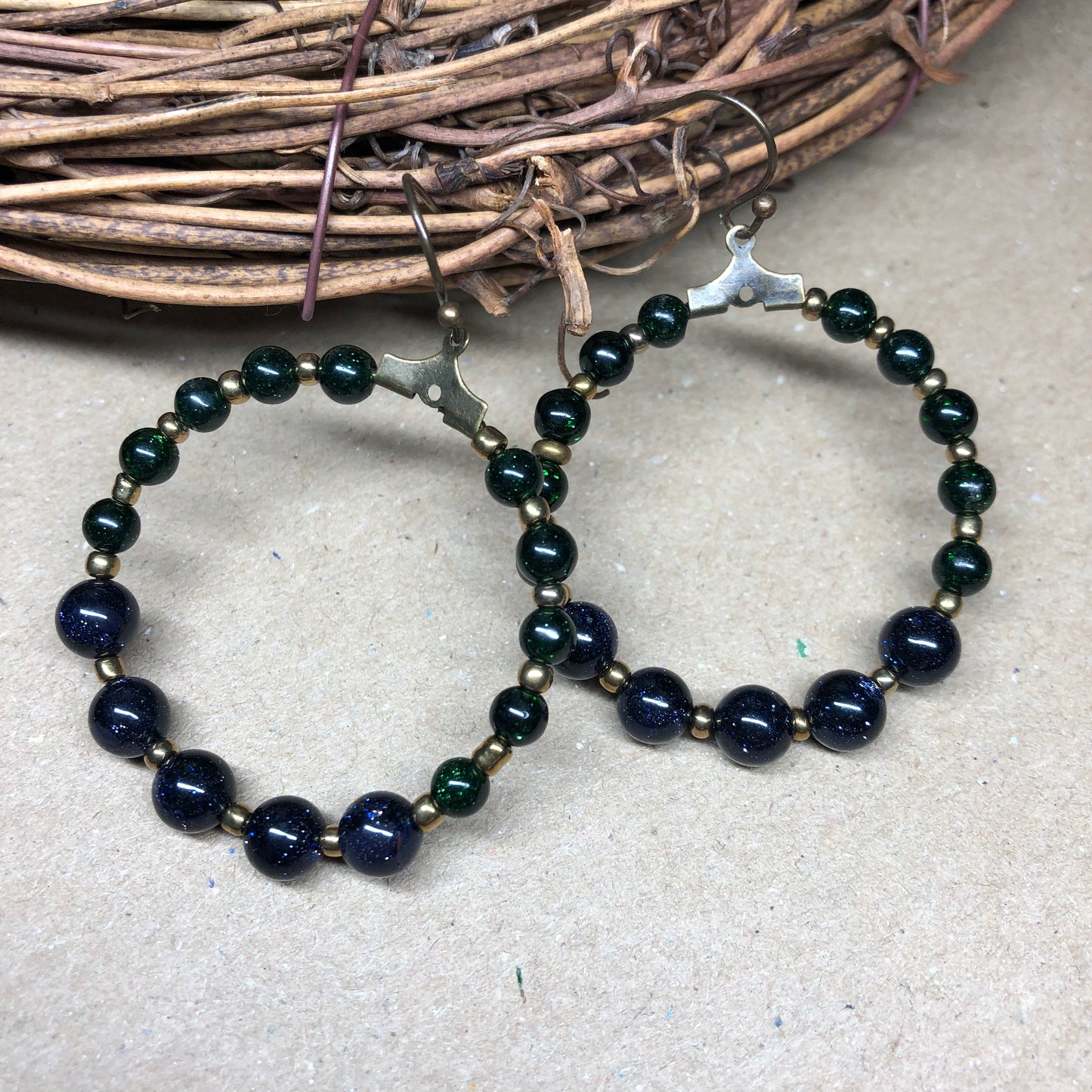 Navy Goldstone hoop earrings