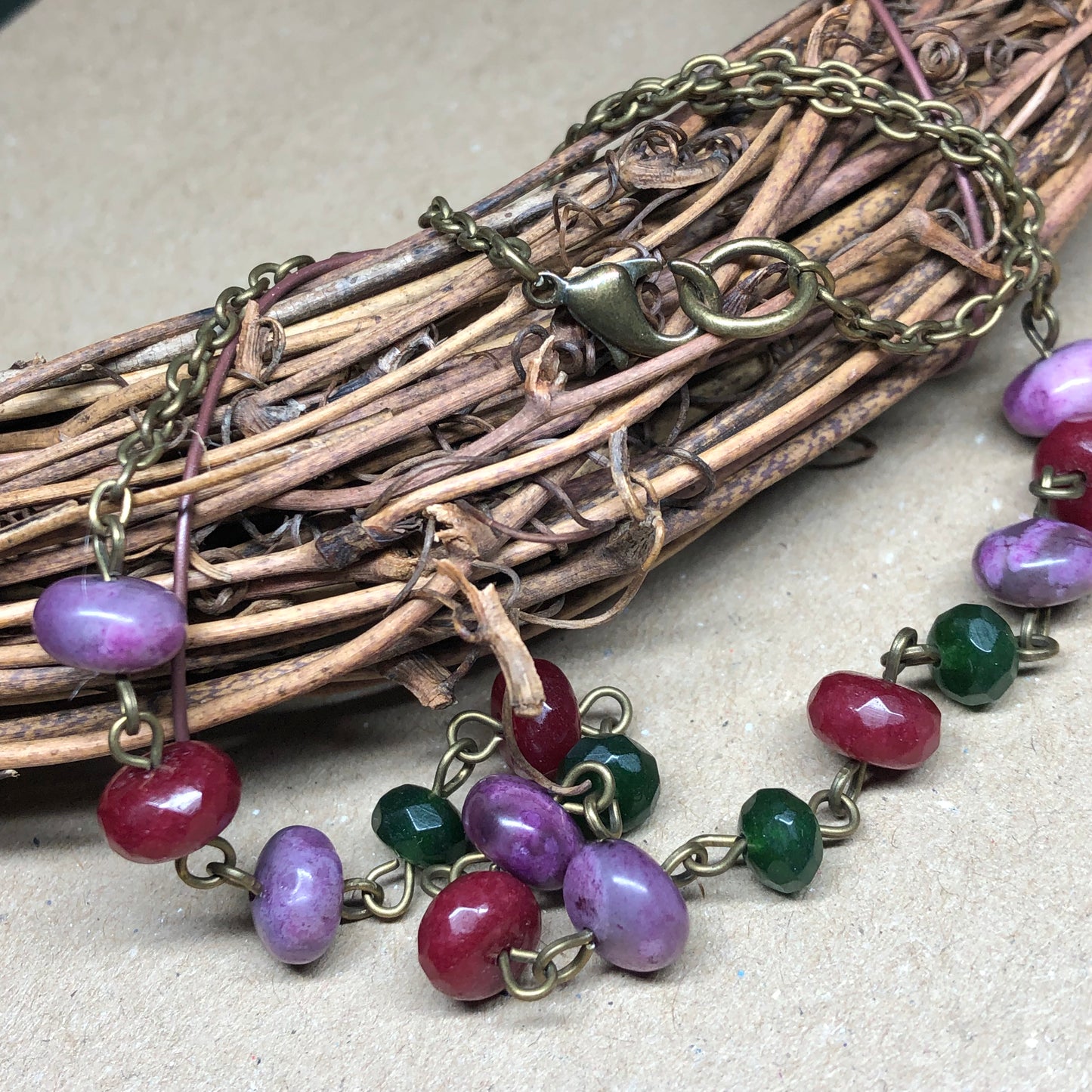 Ruby Emerald Sugalite bronze choker