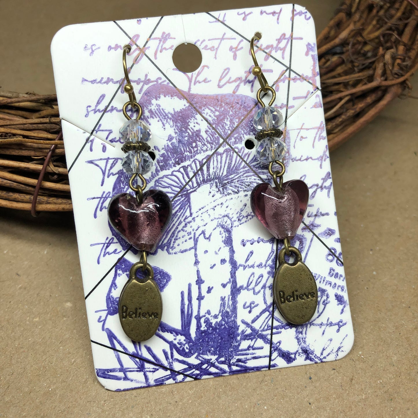 Purple Murano Believe earrings