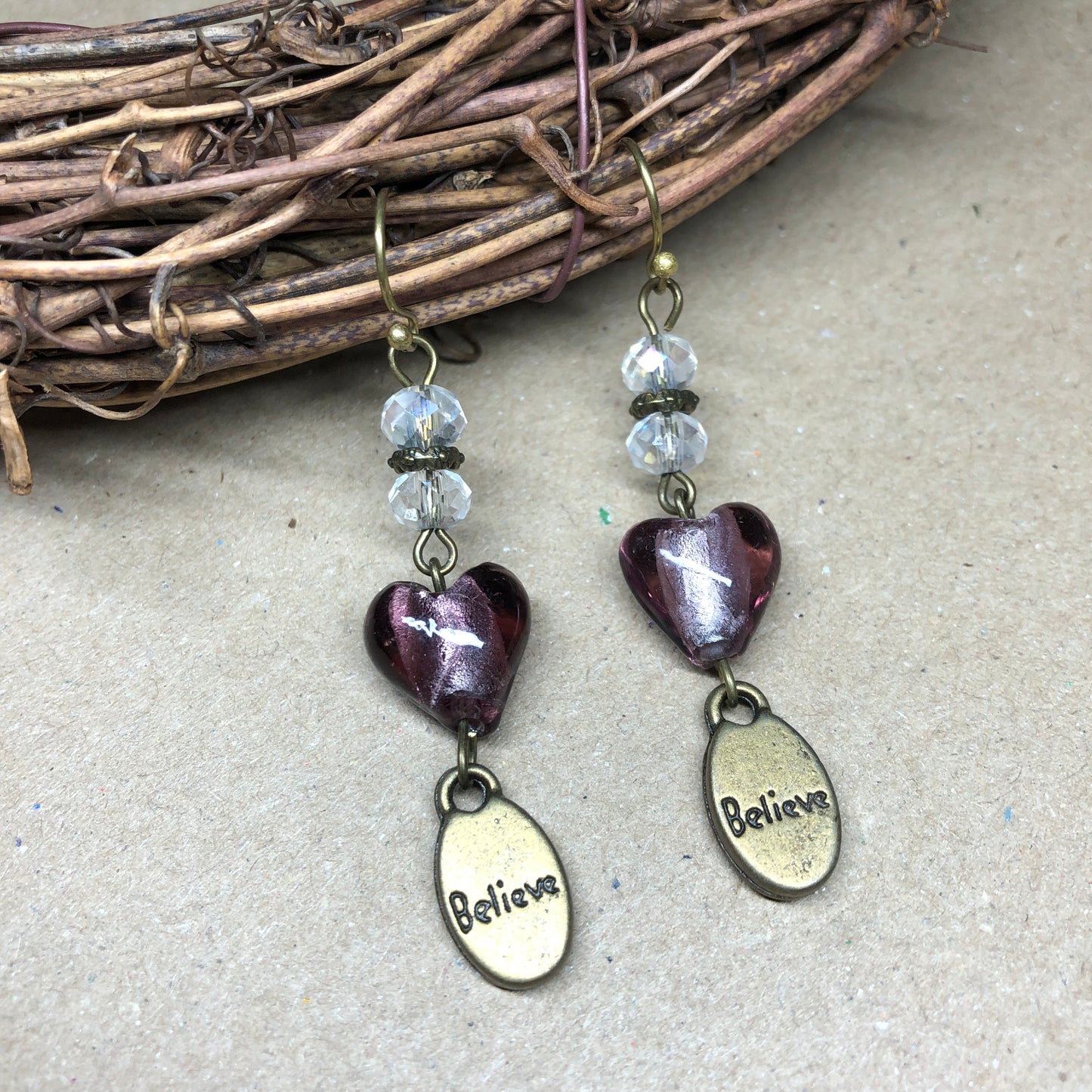 Purple Murano Believe earrings