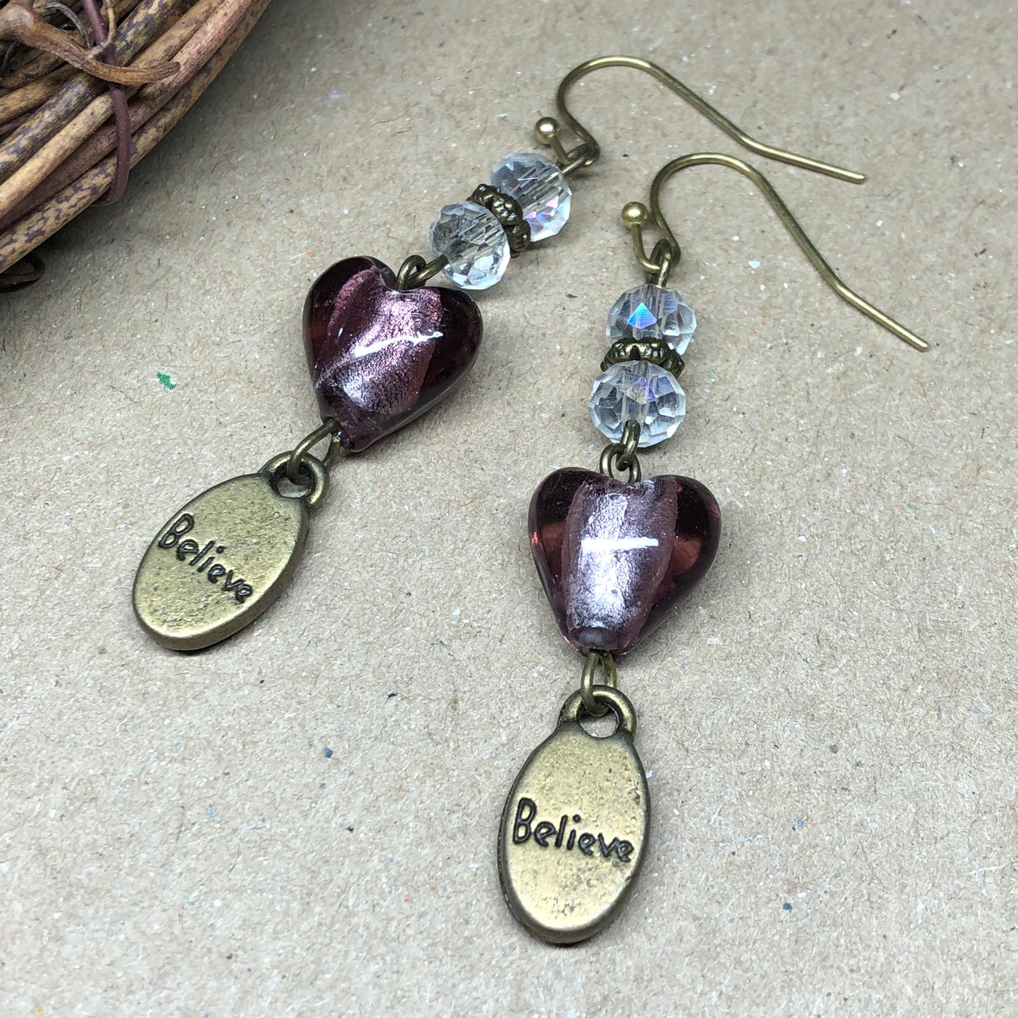 Purple Murano Believe earrings