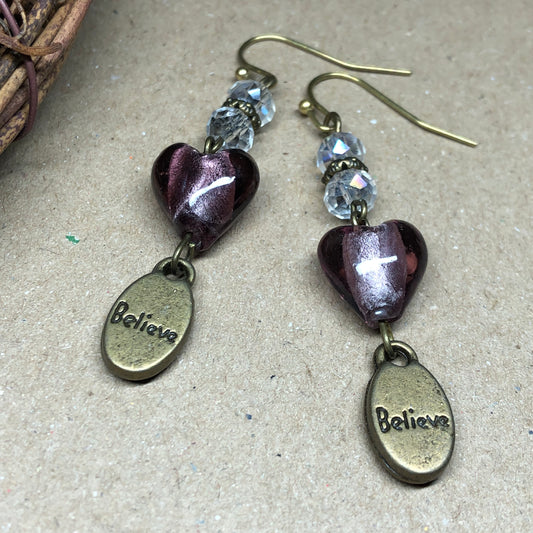 Purple Murano Believe earrings