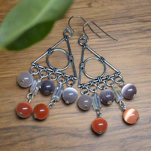 Emma - Plum and Tangerine shimmer earrings