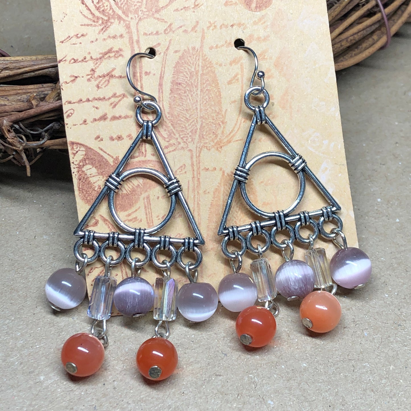 Plum and Tangerine shimmer earrings