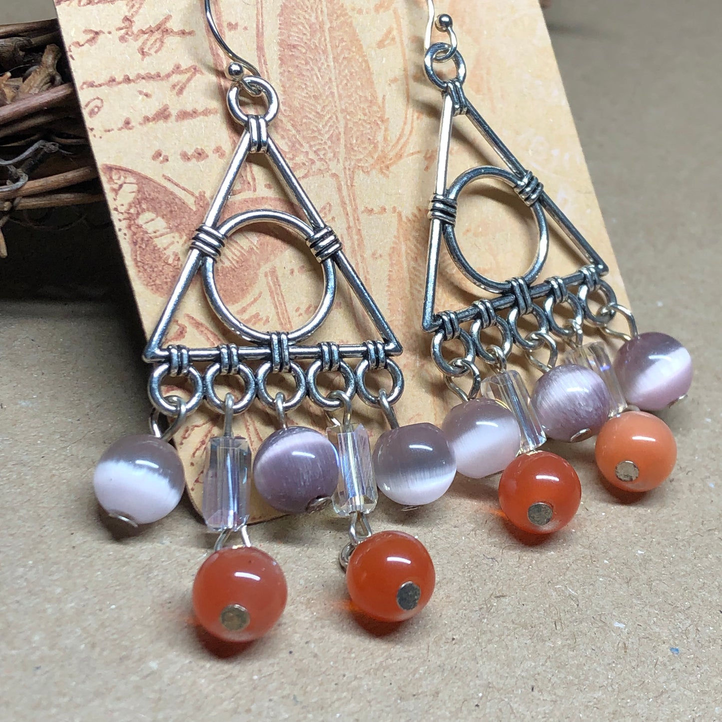 Plum and Tangerine shimmer earrings