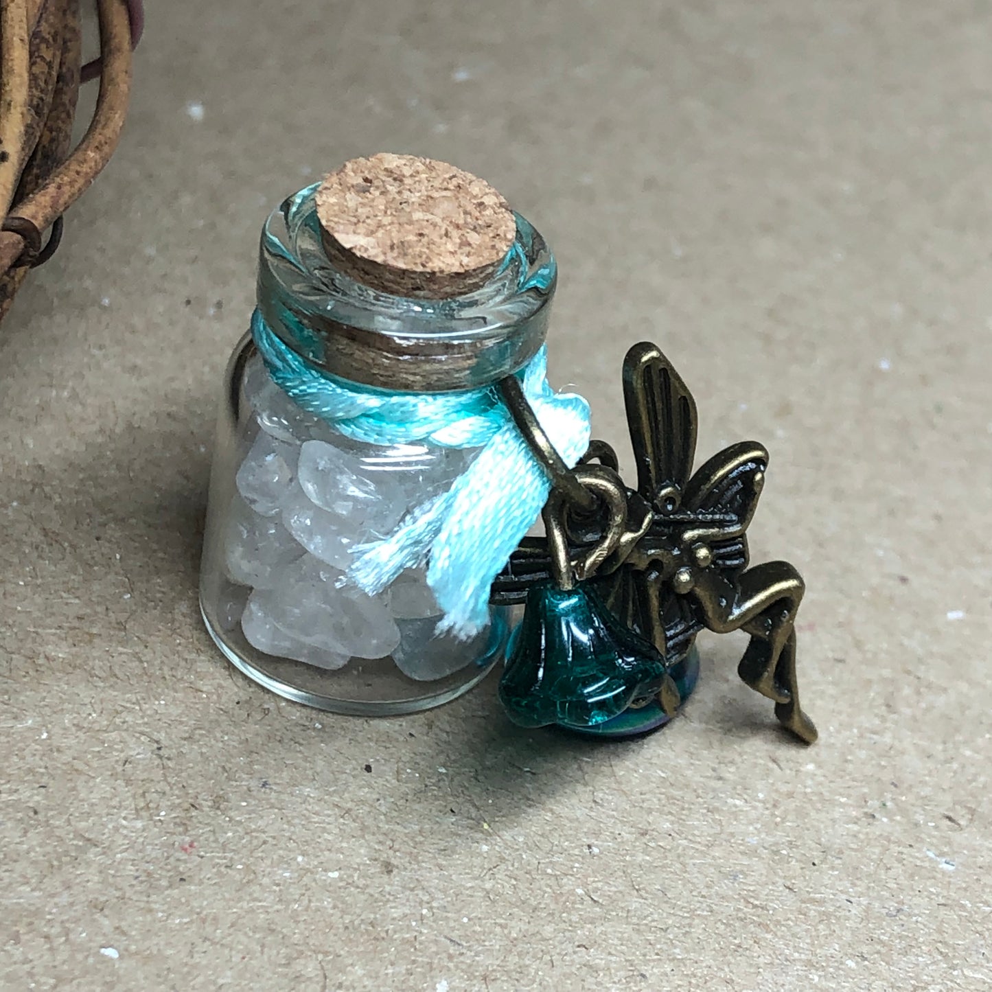 Clear Quartz flower decorative fairy bottle