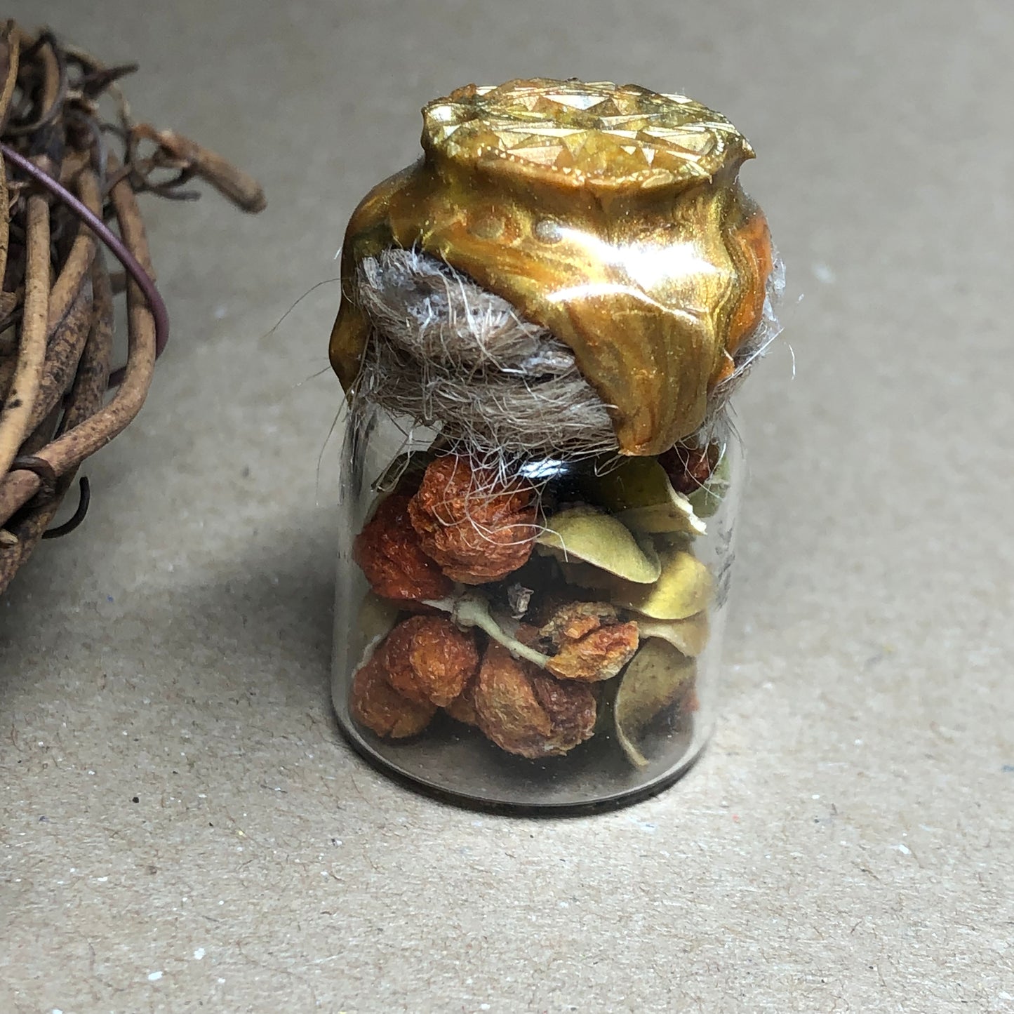 Fall decorative apothecary bottle