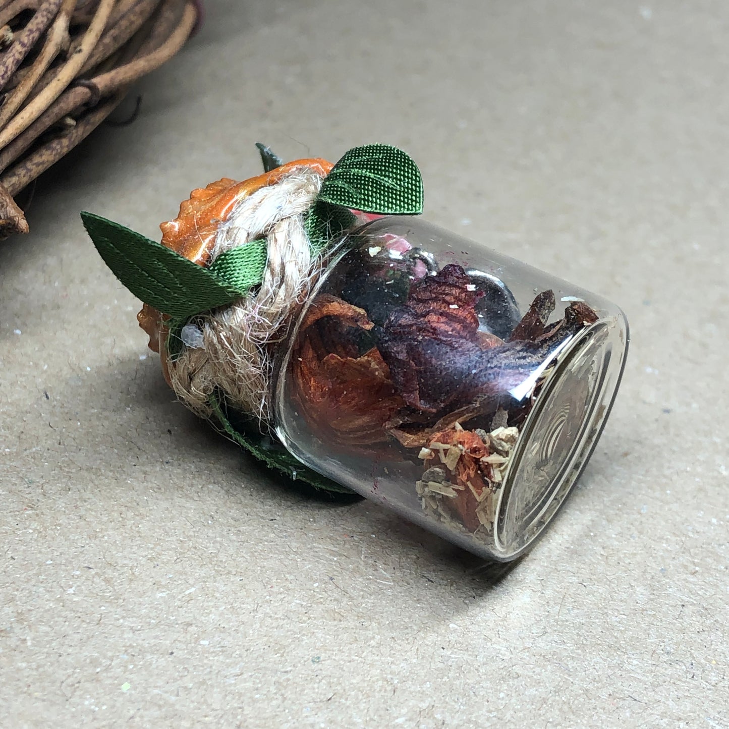 Heart charm decorative apothecary bottle