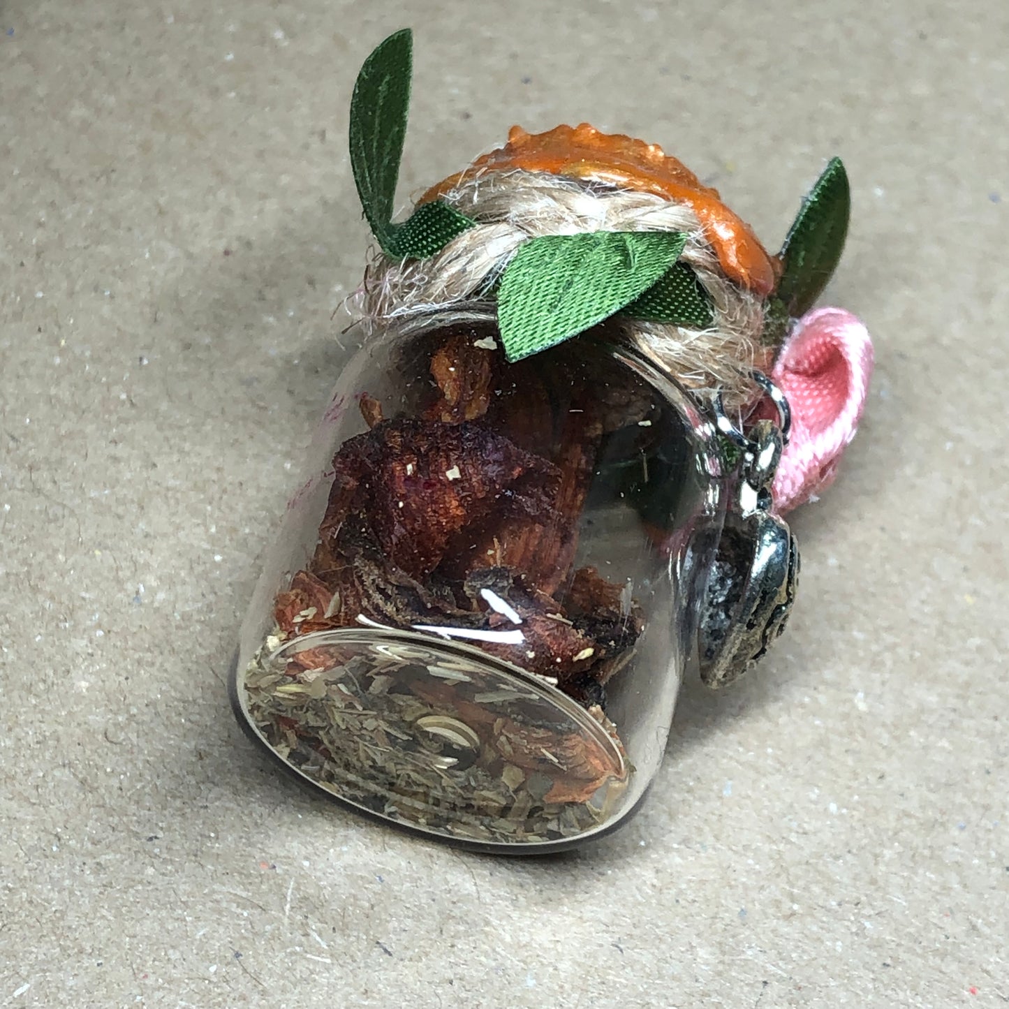 Heart charm decorative apothecary bottle