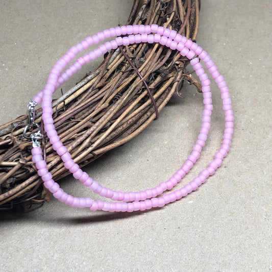 Pink matt glass choker necklace