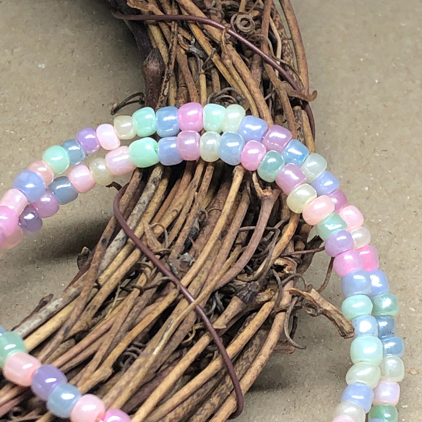 Pastel glass beaded choker necklace