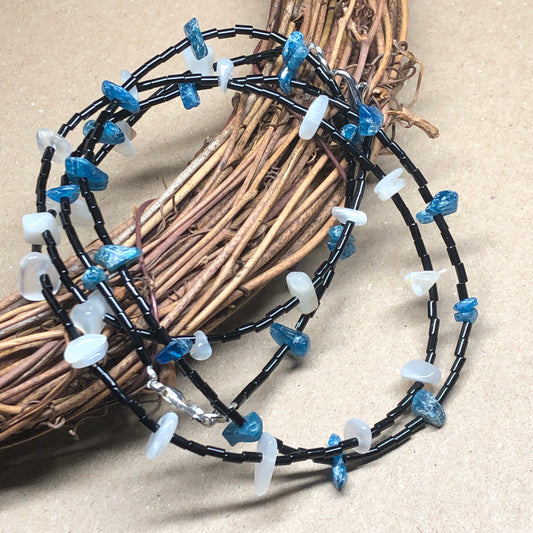 Moonstone and Apatite choker necklaces