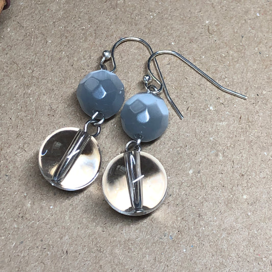 Misty grey cats eye glass earrings