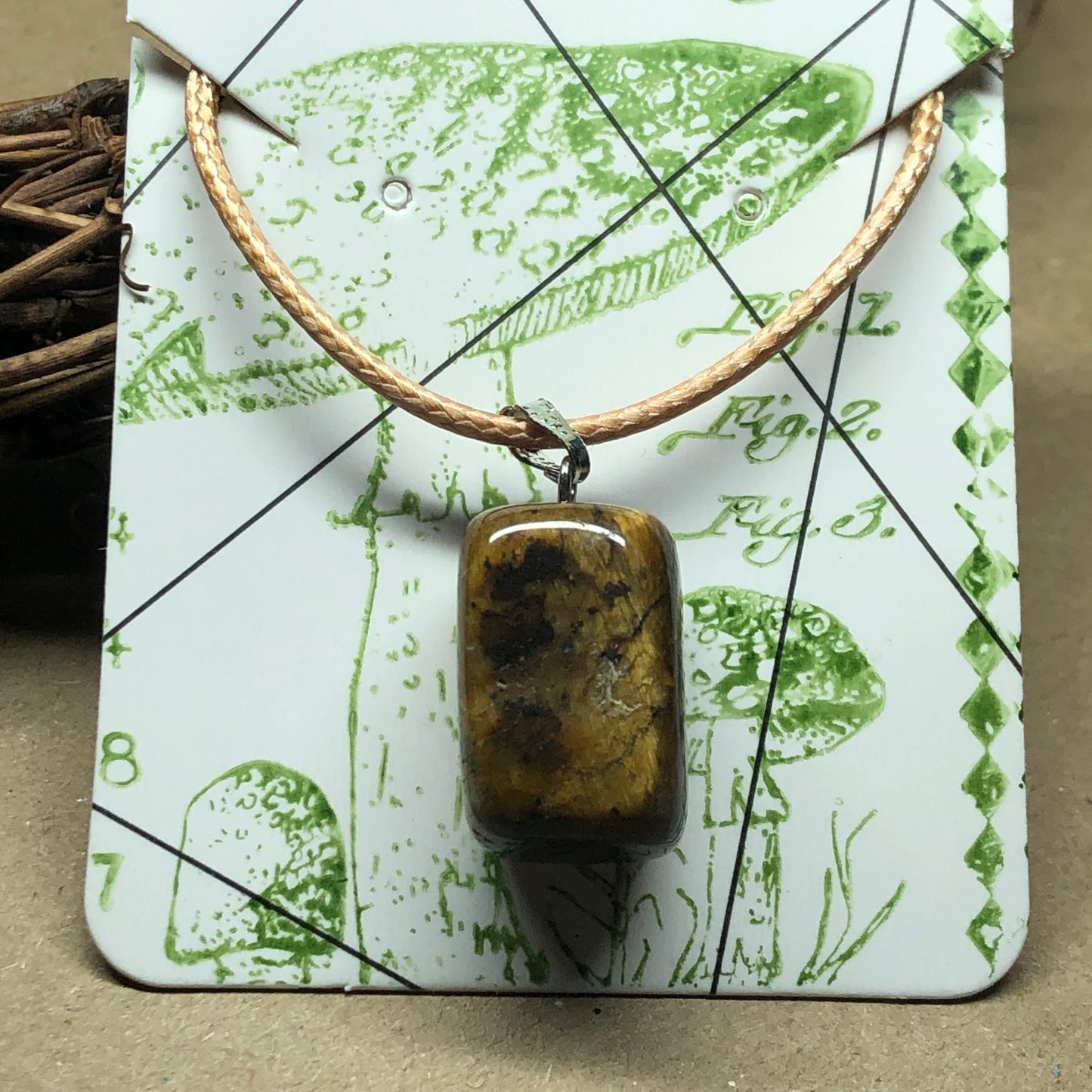 Tigers Eye beige cord necklace