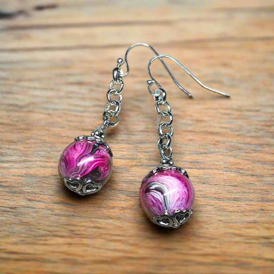 Vivienne - Pink swirl dangle earrings