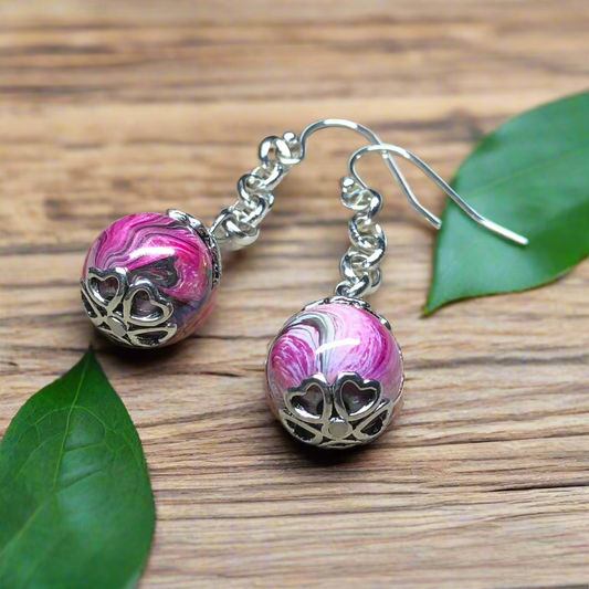 Vivienne - Pink swirl dangle earrings