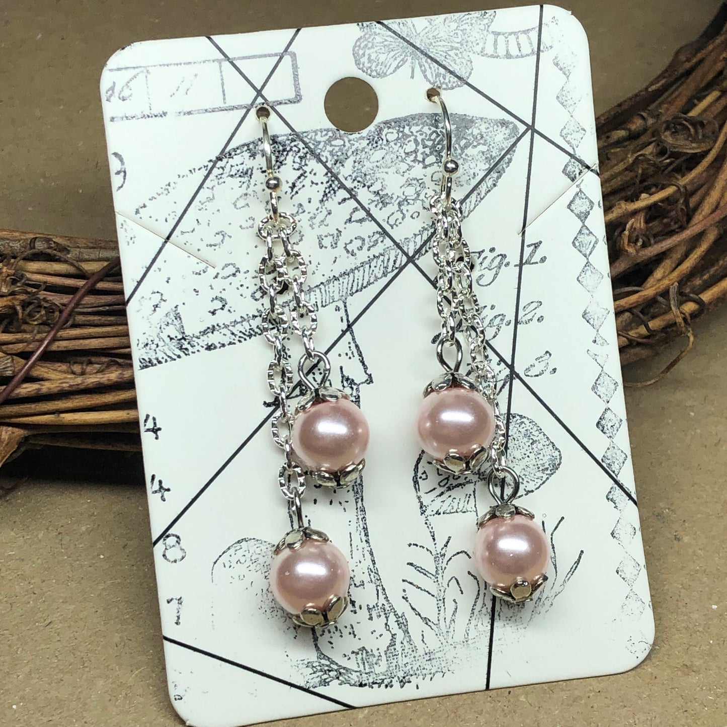 Pastel Pink pearl earrings