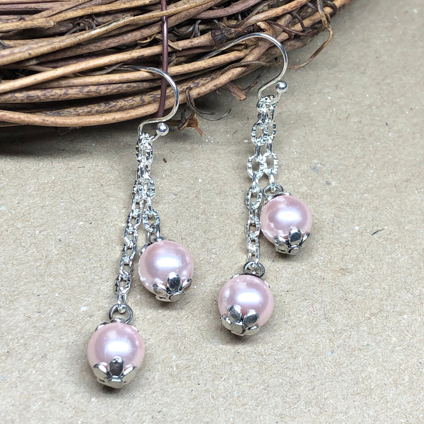 Pastel Pink pearl earrings