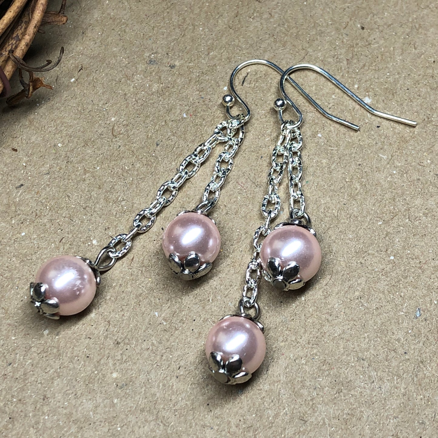 Pastel Pink pearl earrings