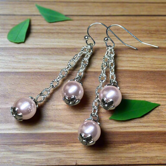 Savannah - Pastel Pink pearl earrings