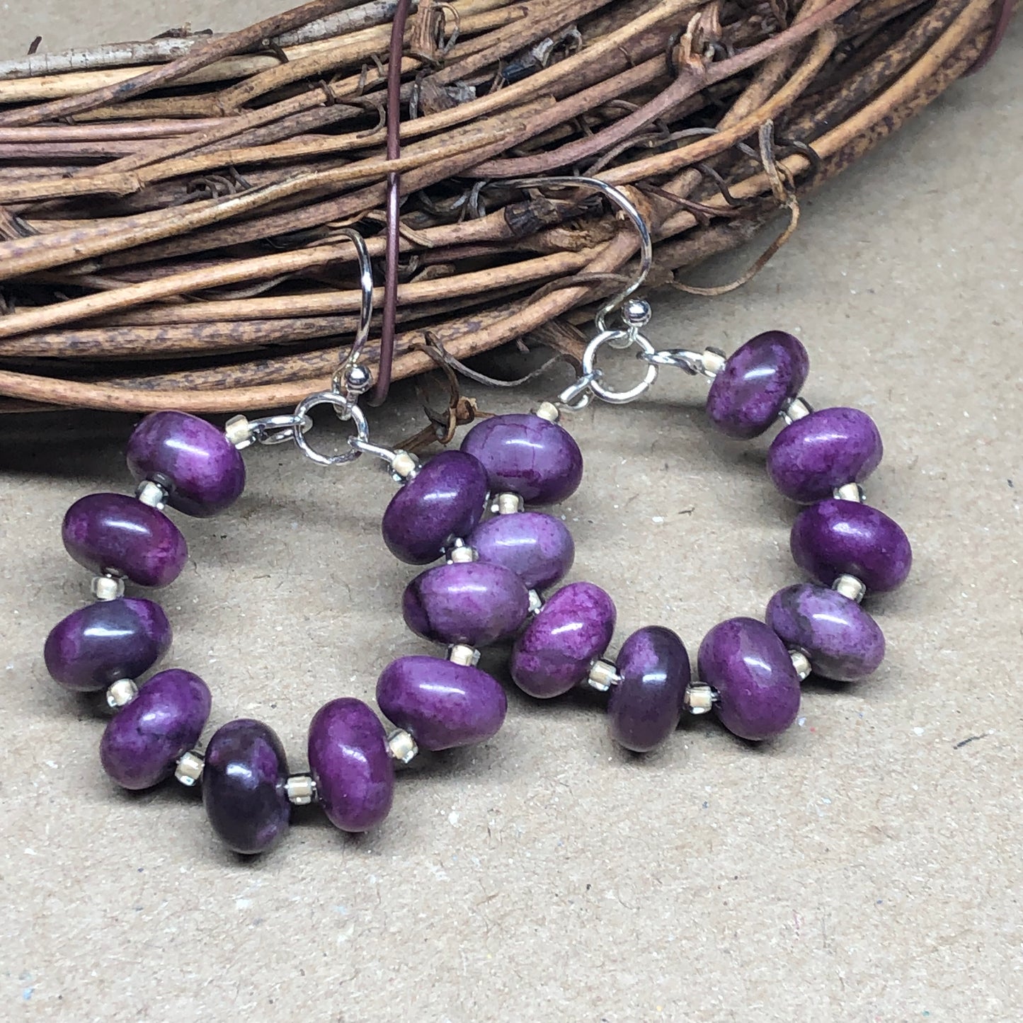 Sugilite hoop earrings