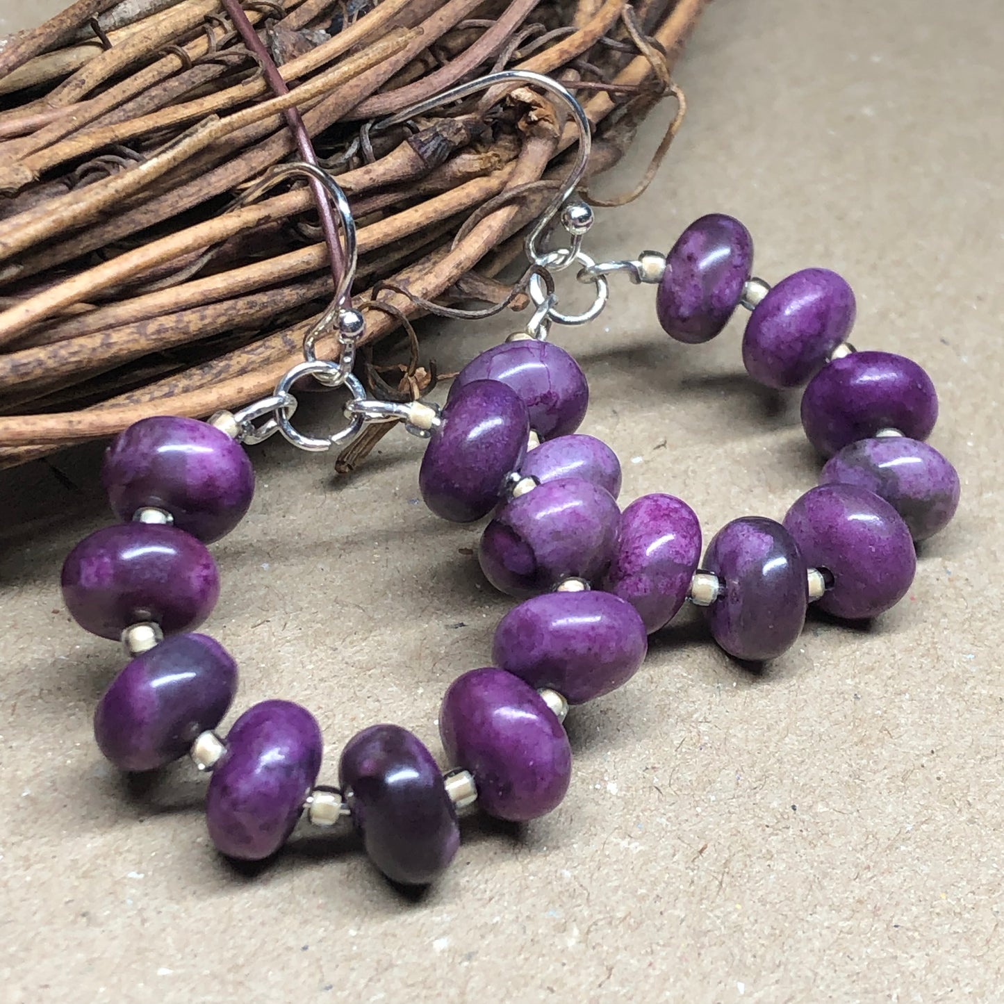 Sugilite hoop earrings