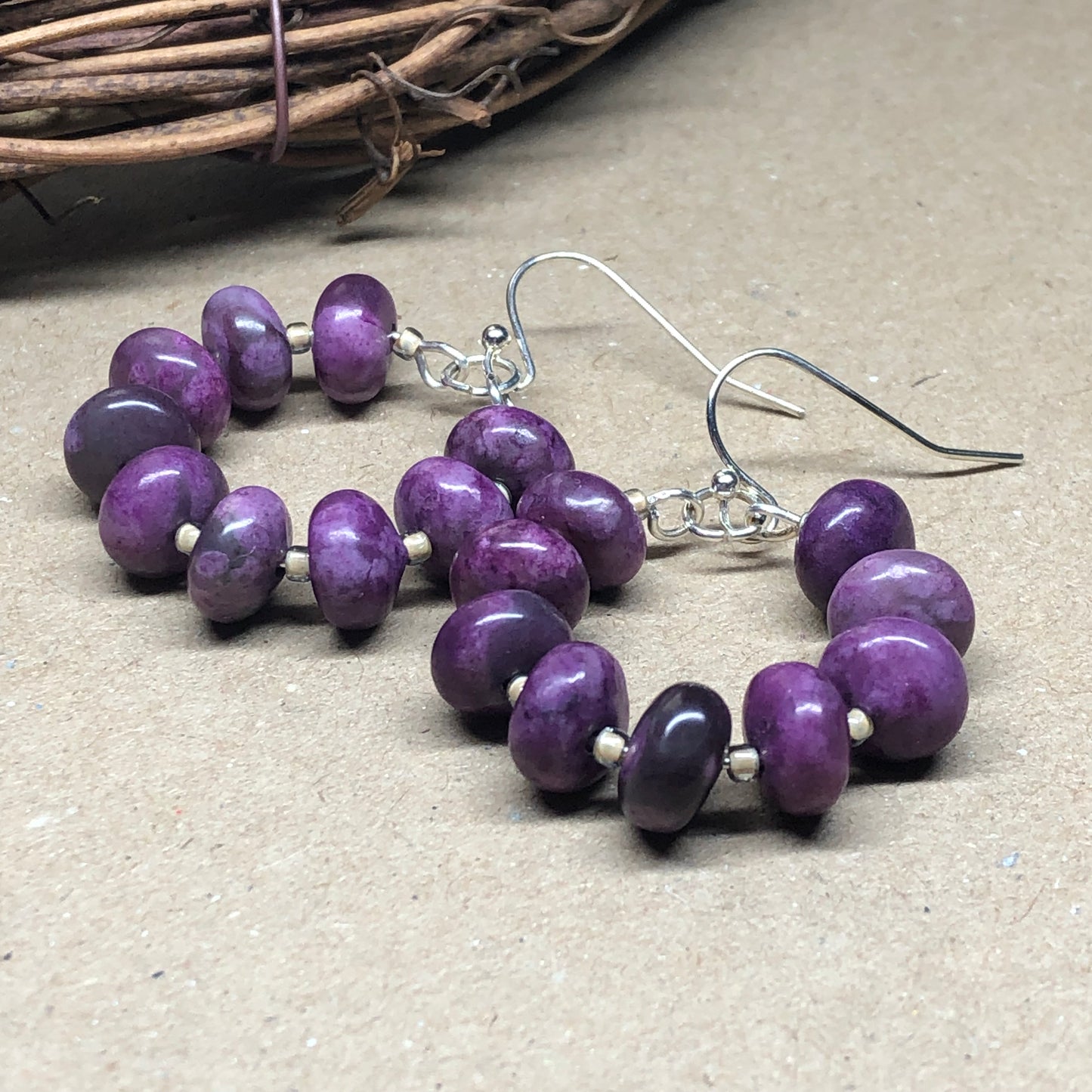 Sugilite hoop earrings